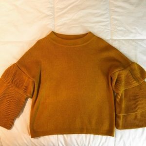 Poof! Mustard Belle Sleeve Sweater
